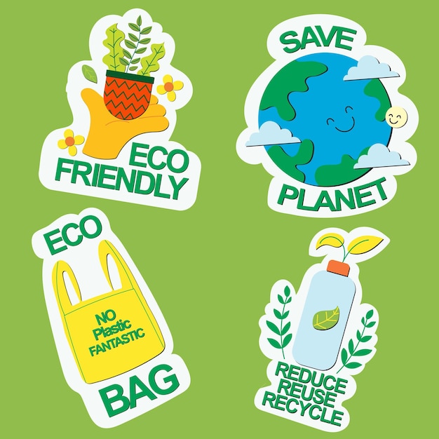 distintivo di concetto di eco di design piatto di vettore dell'illustrazione