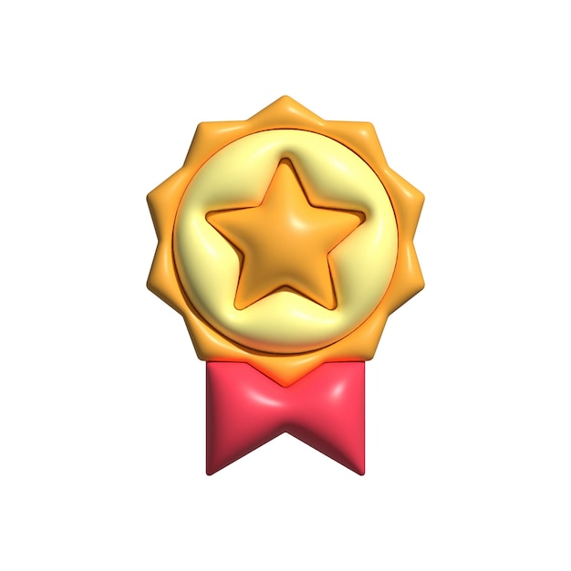 Distintivo di ricompensa medaglia lucida reso 3d