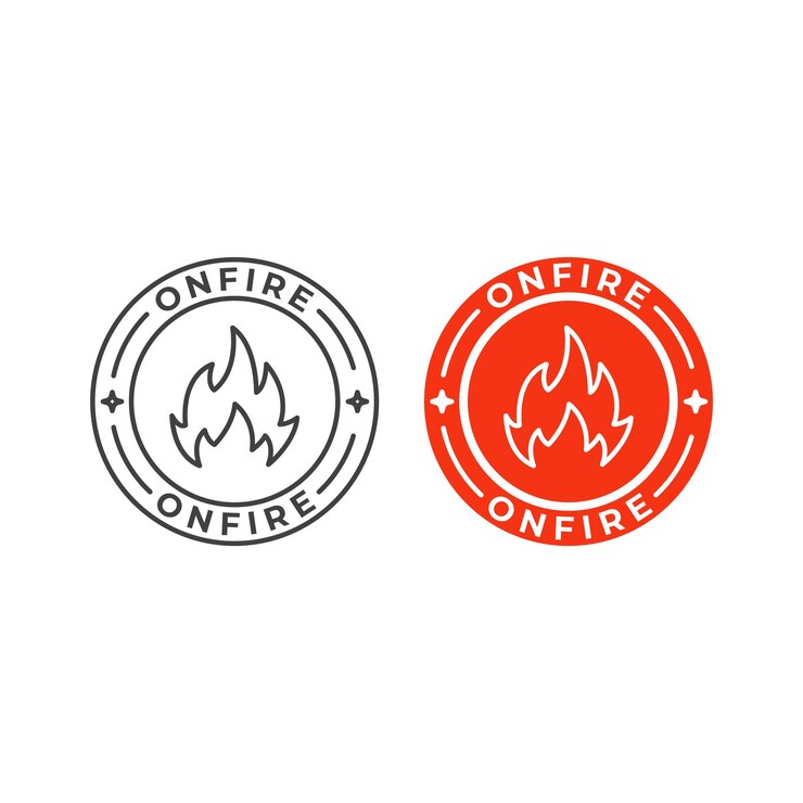 Vettore distintivo onfire, timbro. modello icona vettoriale
