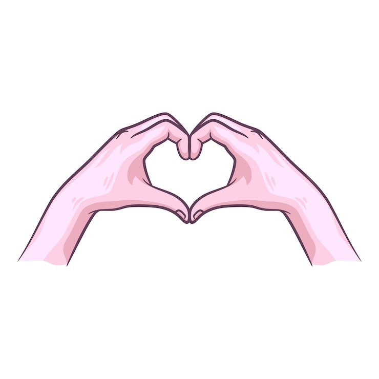 Vettore dita della mano che fanno a forma di cuore. simpatico gesto del focolare del dito