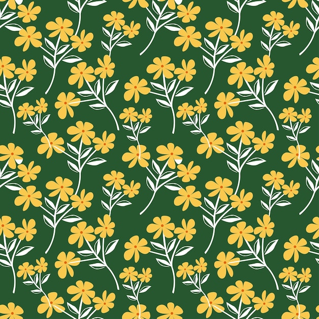 Ditsy florale vintage modello rosa sfondo giallo astratto vettoriale design di consistenza floreale