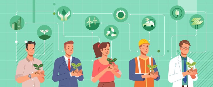 Vettore diverse persone detengono impianti per supportare fonti energetiche alternative rinnovabili ecologia sostenibile