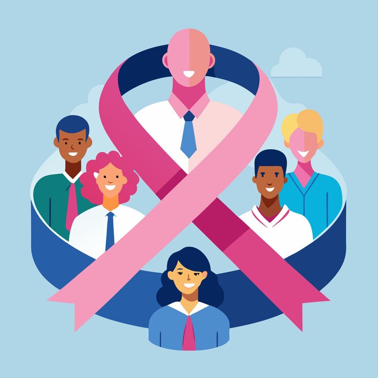 Vettore diverse voci unite dalla speranza una campagna di sensibilizzazione sul cancro al seno
