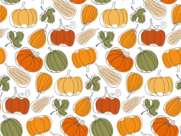 Diverse zucche astratte modello senza cuciture ringraziamento halloween autunno raccolto di verdure