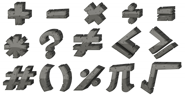 Diversi segni matematici in caratteri grigi