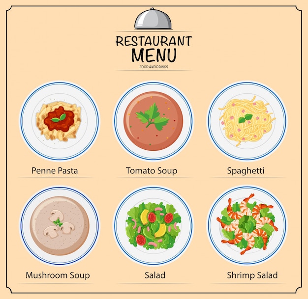 Diversi tipi di piatti sul menu