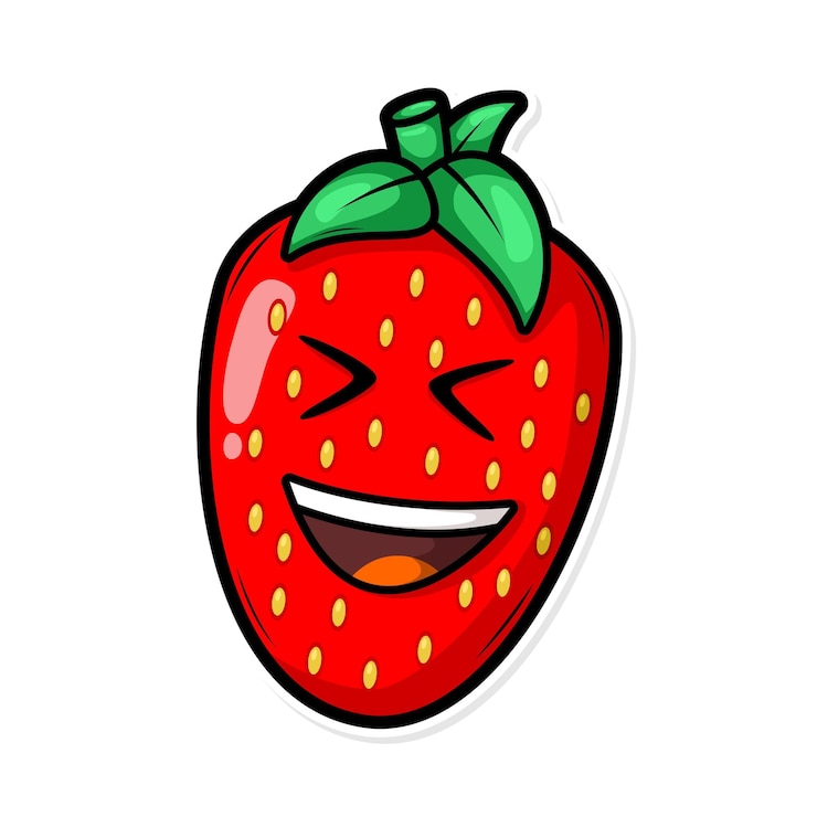 Vettore divertente cartone animato di frutta con un'espressione carina