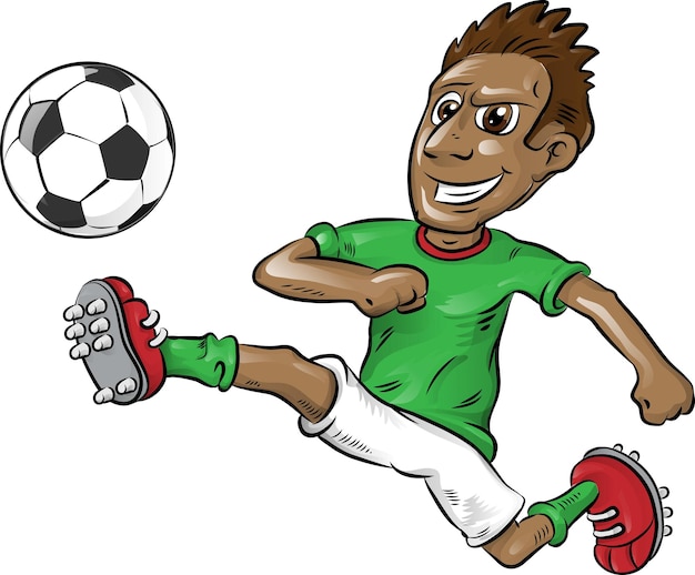 divertente cartone animato di un calciatore nigeriano