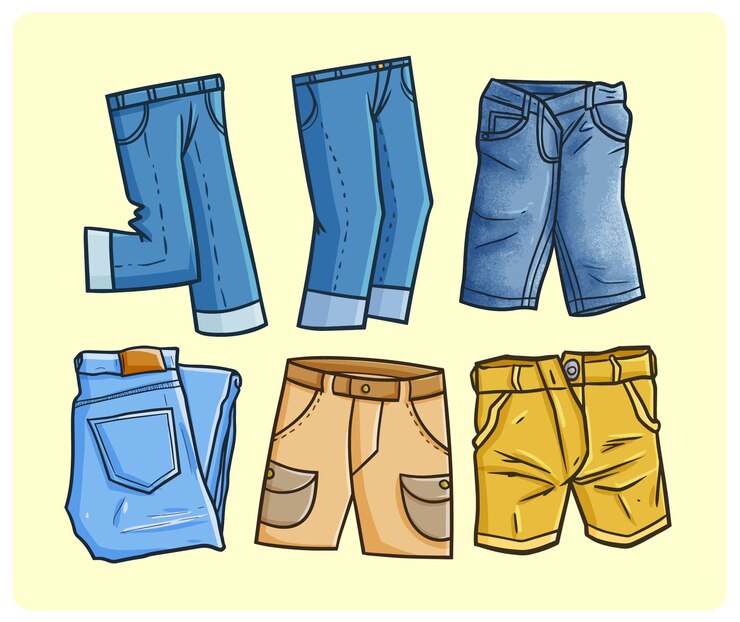 Divertente collezione di jeans da uomo in semplice stile doodle