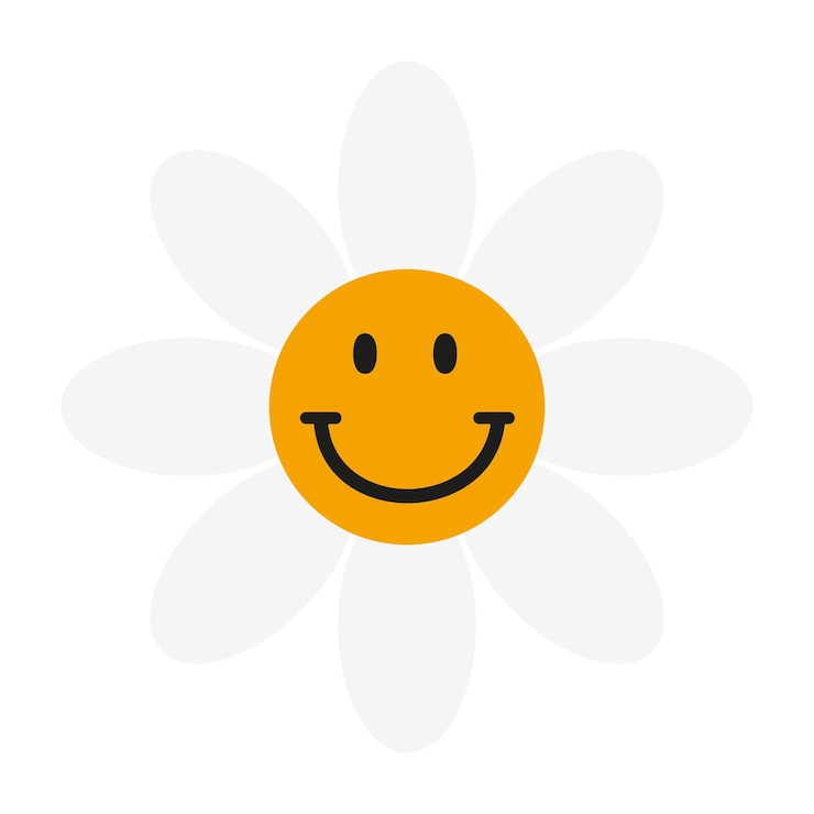 Vettore divertente fiore groovy con emoji