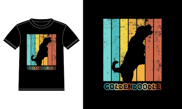 Divertente Goldendoodle Vintage Retro Sunset Silhouette Regali Amante dei cani Proprietario di cani T-shirt essenziale