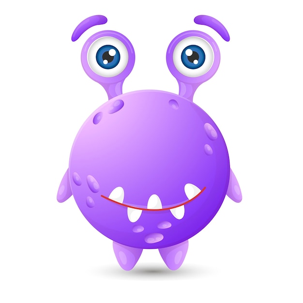 Divertente mostro di cartone animato viola rotondo con due occhi per decorazioni di Halloween per bambini
