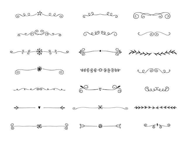 Divisori e separatori decorativi disegnati a mano Ornamento divisorio collezione di grandi set