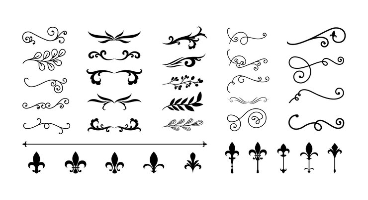 Vettore divisori ornamenti linea design collezione di icone di stile del tema elemento decorativo