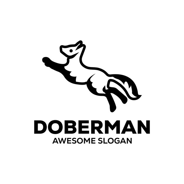 Doberman semplice mascotte logo design illustrazione.