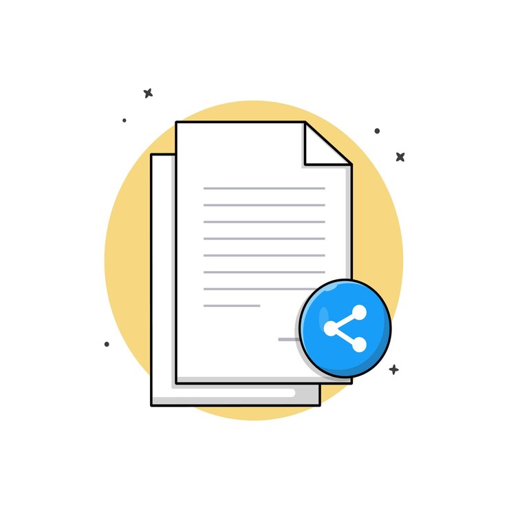 Vettore documento con illustrazione vettoriale di icona di condivisione concepto di contenuto condivisibile