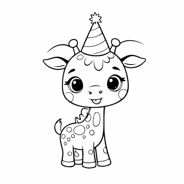Dolce illustrazione vettoriale giraffa doodle per bambini piccoli foglio di lavoro