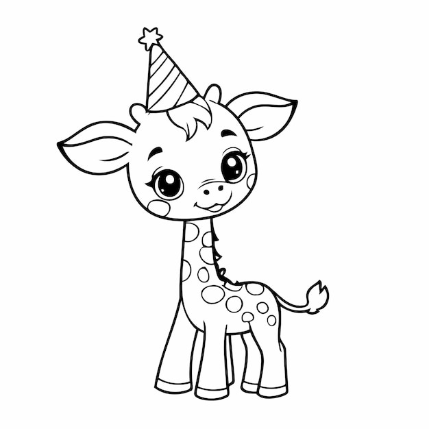 Dolce illustrazione vettoriale giraffa doodle per bambini piccoli foglio di lavoro