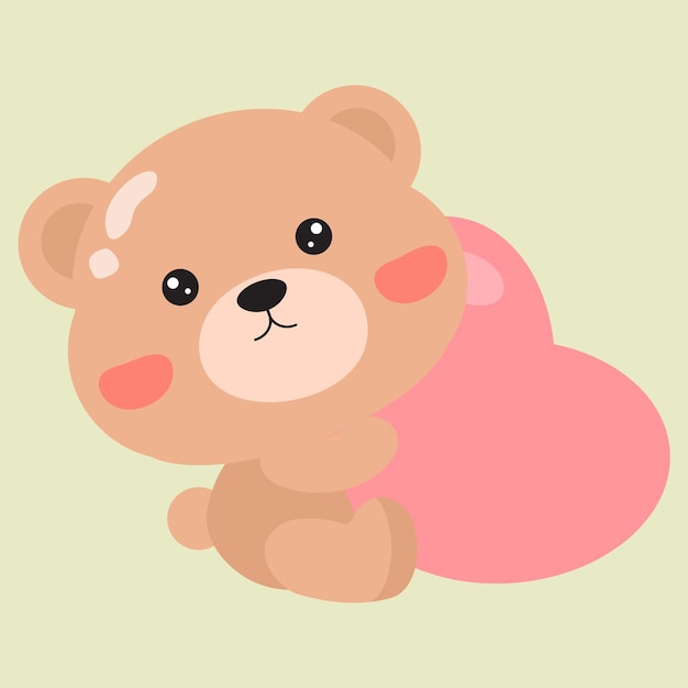 Dolce orso dei cartoni animati che tiene un cuore