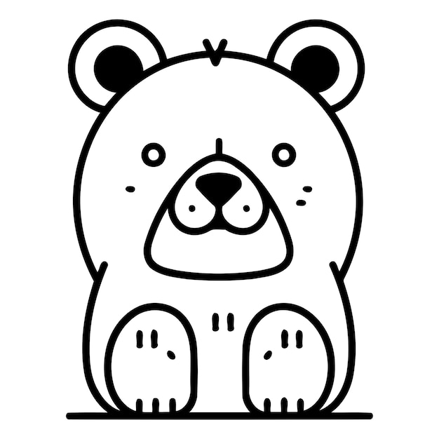 Dolce orso panda dei cartoni animati isolato su sfondo bianco Illustrazione vettoriale