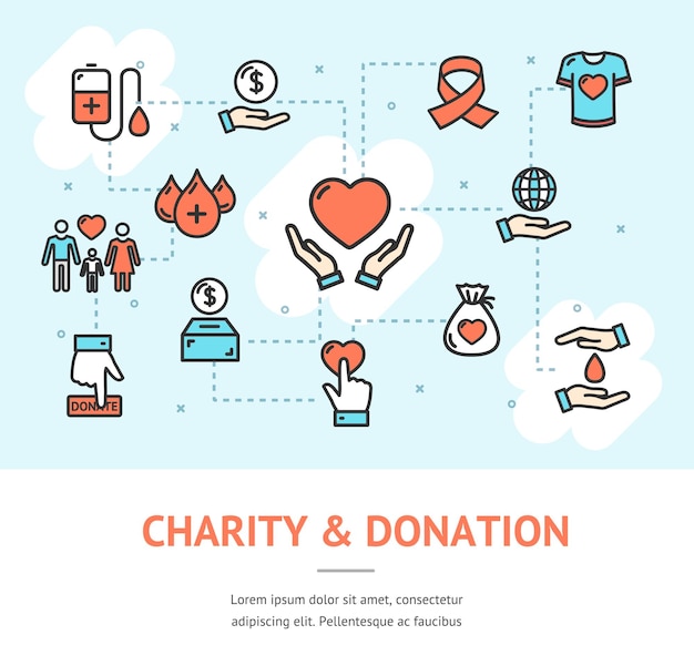 Donazione di beneficenza con mappa Globe vettore