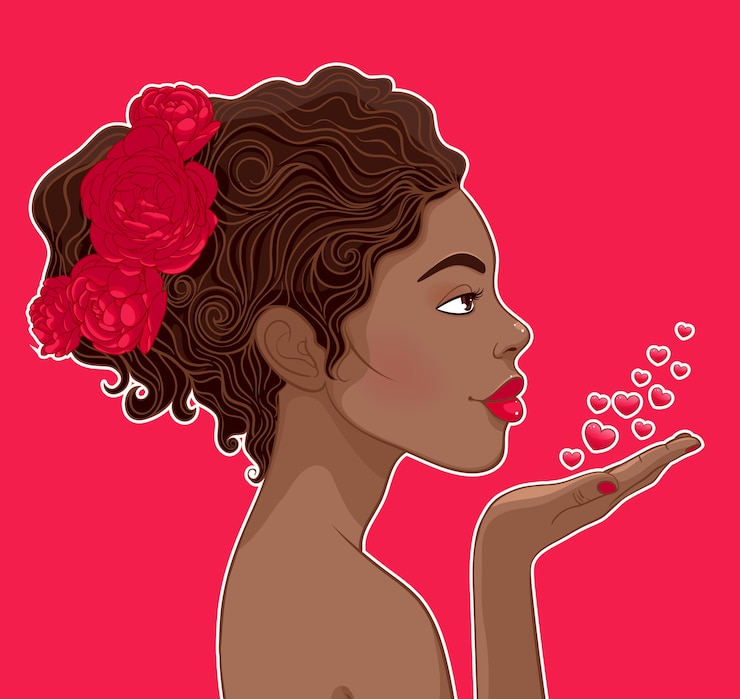 Vettore donna afro-americana innamorata