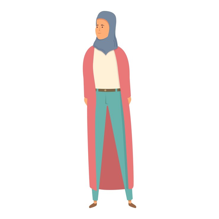 Vettore donna araba icona vettore cartone animato moda musulmana donne hijab