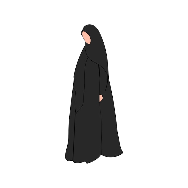 Donna araba musulmana in hijab nero e abaya