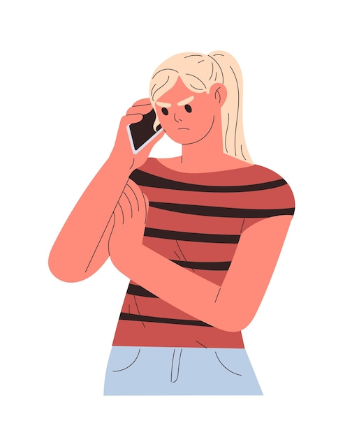 Donna arrabbiata che parla al telefono.