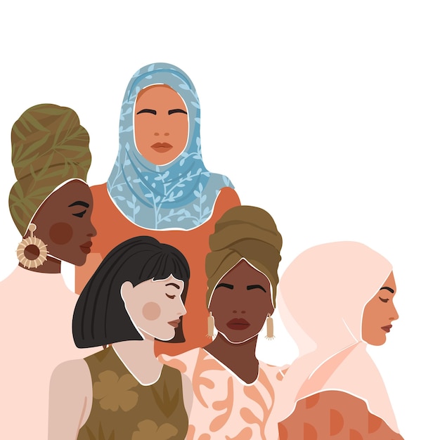 Donna astratta ritratto di diverse nazionalità e cultura