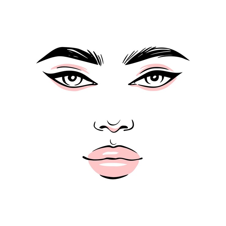 Donna Black Glitter Makeup Illustration Fashion Girl Face Portrait Dripping Eyeshadow Glamour Modello di bellezza