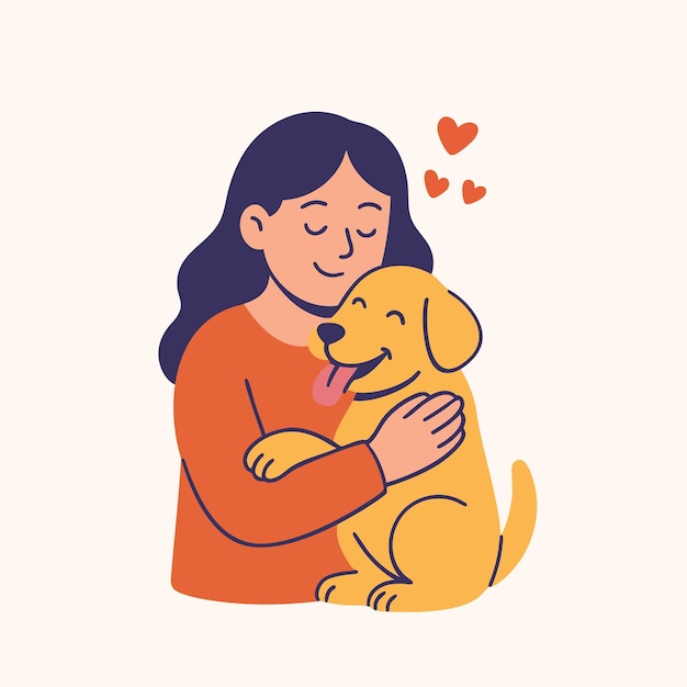 Donna che abbraccia un cane