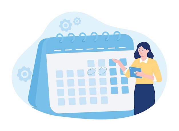 donna che circonda il concetto di calendario illustrazione piatta