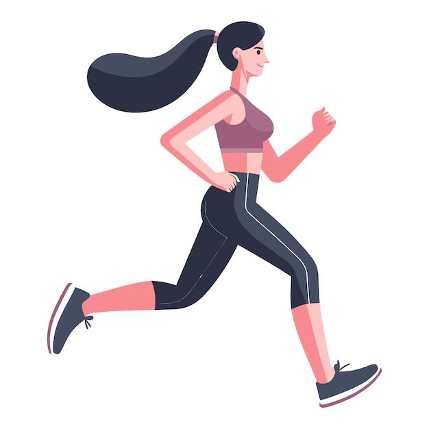 Donna che fa jogging cartone animato vettoriale