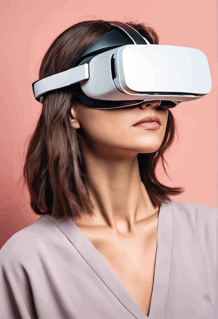 donna che indossa le cuffie vr donna che indossa le cuffie vr donna che utilizza le cuffie per realtà virtuale