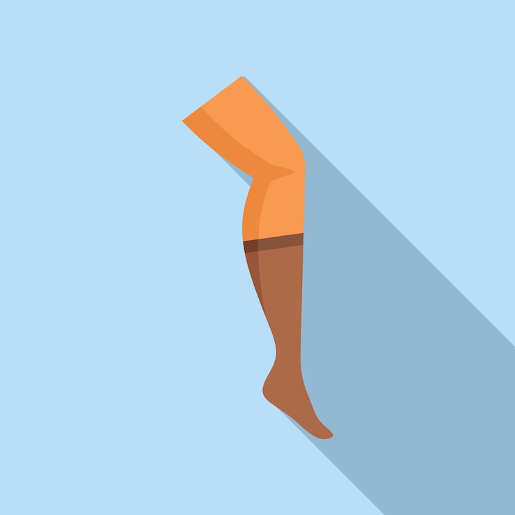 Vettore donna che indossa una calza a compressione per le gambe