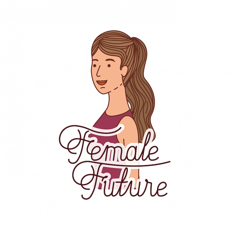 Vettore donna con carattere futuro avatar femminile etichetta