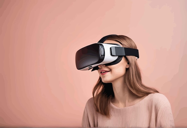 donna con le cuffie da realtà virtuale con vrwoman con le cuffie da realtà virtuale con vrwoman in una zona virtuale