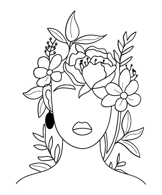 Donna con testa di fiore