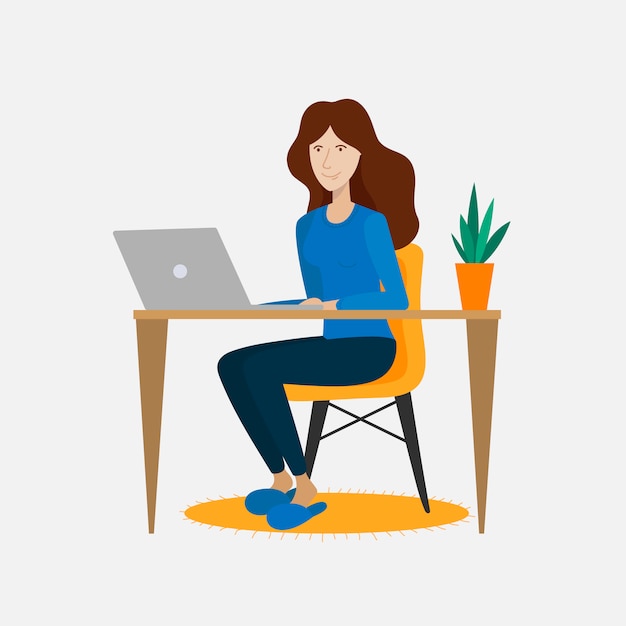 donna con un computer portatile a casa