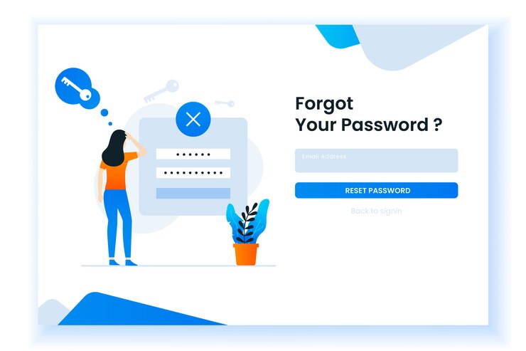 Vettore donna confusa che dimentica la sua illustrazione della password per la pagina web