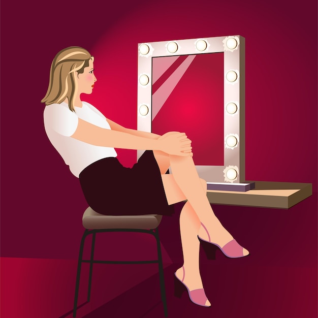 Donna davanti a uno specchio per il trucco