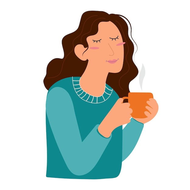Donna del fumetto che beve caffè - Illustrazione vettoriale della tazza di caffè della holding