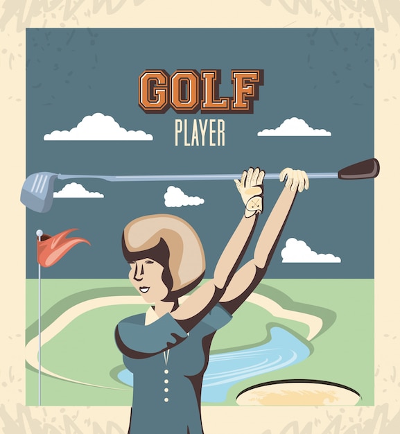 Donna del giocatore di golf nel corso