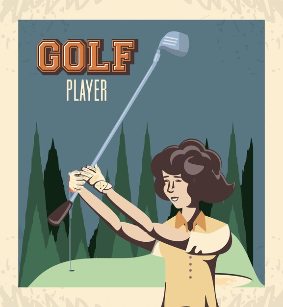 Donna del giocatore di golf nel corso