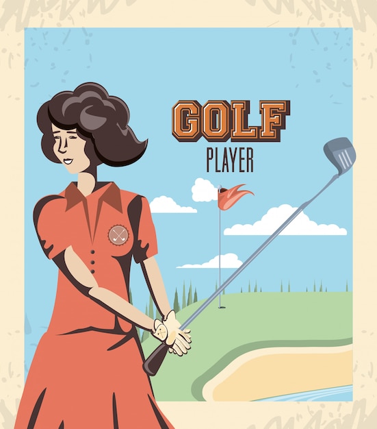 Donna del giocatore di golf nel corso