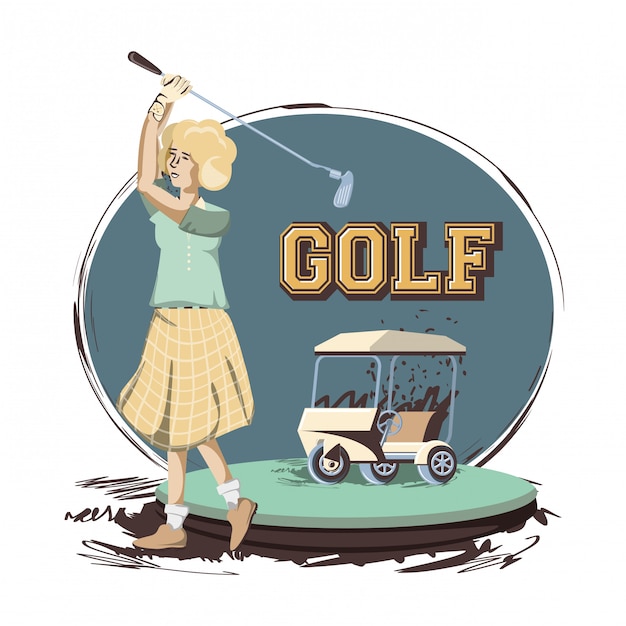 Donna del giocatore di golf nel corso
