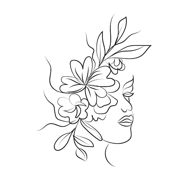 Donna e fiori disegnati a mano