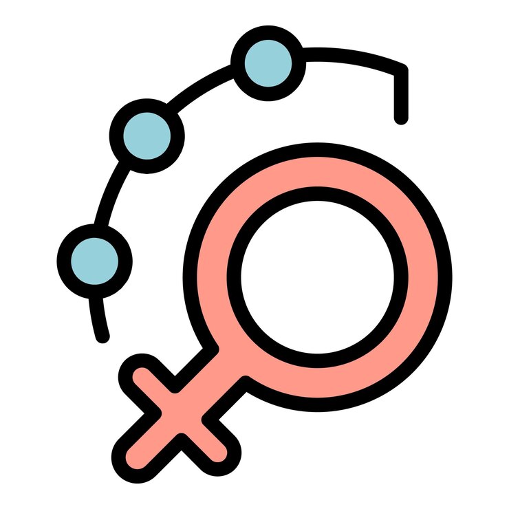 Vettore donna estrogeno icona vettore contorno menopausa ormonale salute femminile colore piatto