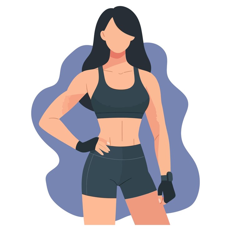 Vettore donna in abito da ginnastica vettore di cartone animato piatto